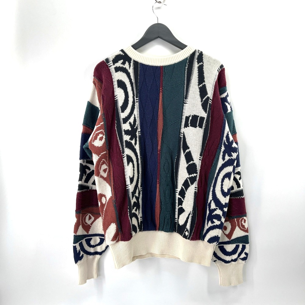 Vintage American Priority Men M Grandpa Sweater Colorful Indie Textured Knit